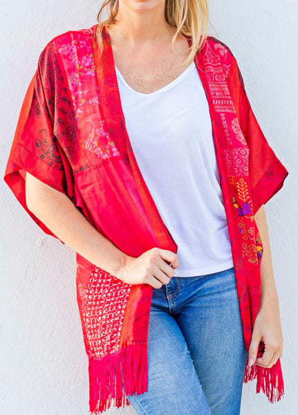 Chili Multi Vintage Silk Kimono