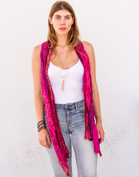 Flamingo Multi Vintage Silk Sari Scarf