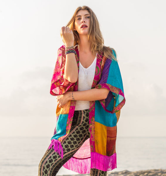 Jewel Multi Vintage Silk Kimono
