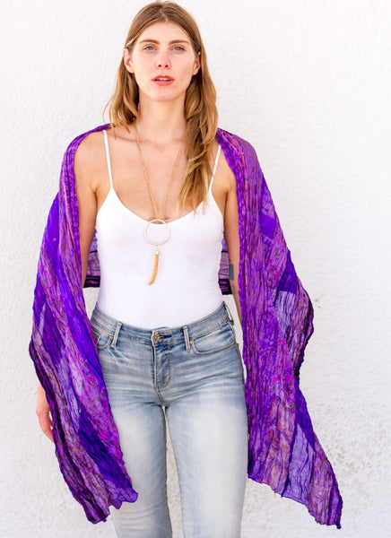 Purple Passion Vintage Silk Sari Scarf