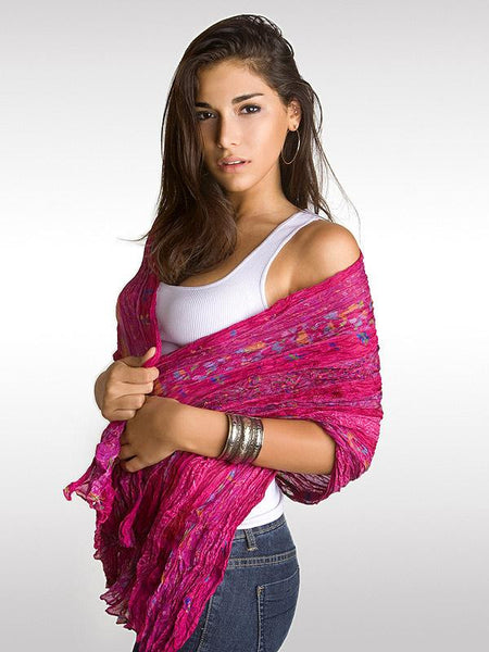 Fuschia & Flowers Vintage Silk Sari Wrap